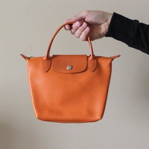 Longchamp "Le Pliage" mini leather tote
